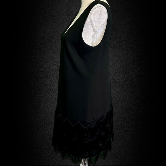 BCBGMaxAzria ‘Addilyn’ Fringe Trim Shift Dress in Black Size 6 - Picture 7 of 15